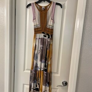 MISSONI  NWOT! Multicolor Paint Splash Tiered Sleeveless Maxi Dress  Siz…